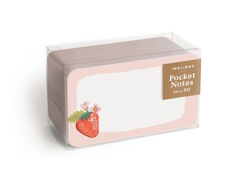 Strawberry Blossom Pocket Notes™ - Box of 50 Lunchbox notes, teacher gift, tiny cards, miniature cards, place cards, gift tags