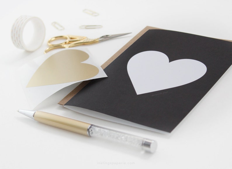 Scratch-off Birthday Card // Black and Gold Heart // Write in DIY Card, secret message, hidden message, classy birthday card, love birthday image 2