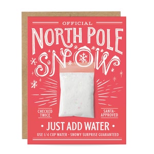 Instant Snow Card // Magischer Schneeball, Magischer Schneeball, Nordpol Schnee, Sofort Schnee, lustige Weihnachtskarte, Kinder Karte, Feiertage Karte, Kide Card