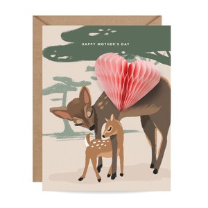 Pop-up Mutter Hirsch // Mom Karte, alles Gute zum Muttertag, Hirsch Karte