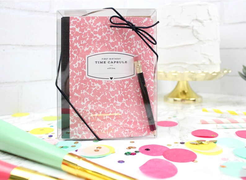 First Birthday Time Capsules Pink 12 Cards with Envelopes and Pencil First Birthday Gift NEW Baby Book First Birthday Party Game