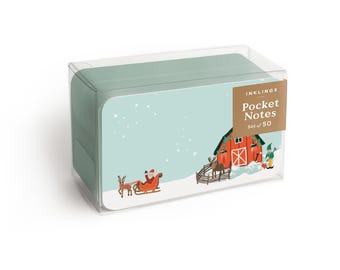 Reindeer Farms Pocket Notes™ - Box of 50 elf notes, holiday gift tags, enclosure cards, love notes, mini cards