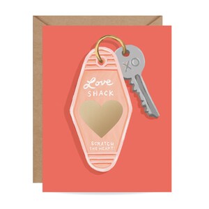 Scratch-off Love Shack Key // Write your own message, I love you Card, Wedding Card image 2