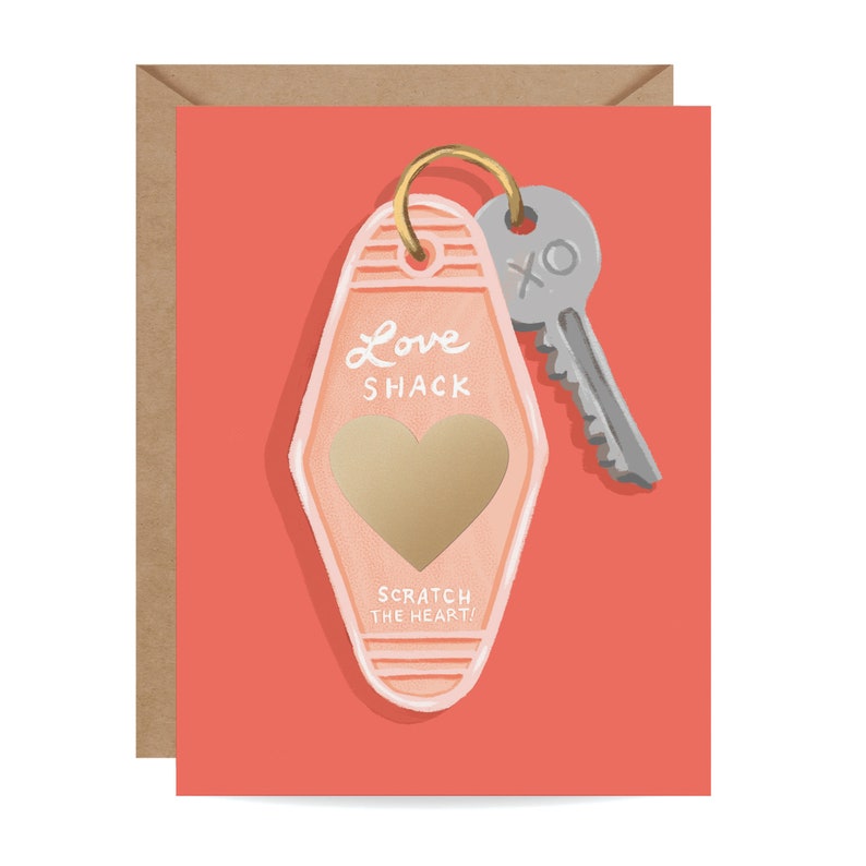 Scratch-off Love Shack Key // Write your own message, I love you Card, Wedding Card image 2