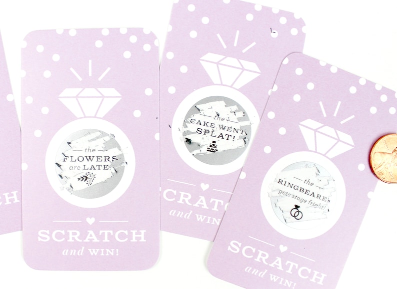 NEW Bridal Shower Activity Bachelorette Party Games Lavender 24 Scratch-off Cards Bridal Shower Game Party Game
