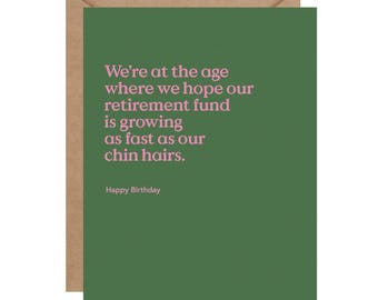 Chin Hairs Funny Birthday Card