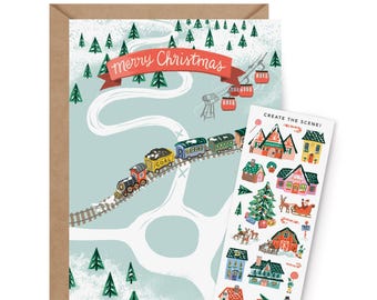 Sticker Scene Card - North Pole Village