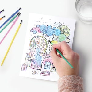 Pintar con agua - Arco de globos - Tarjeta de cumpleaños