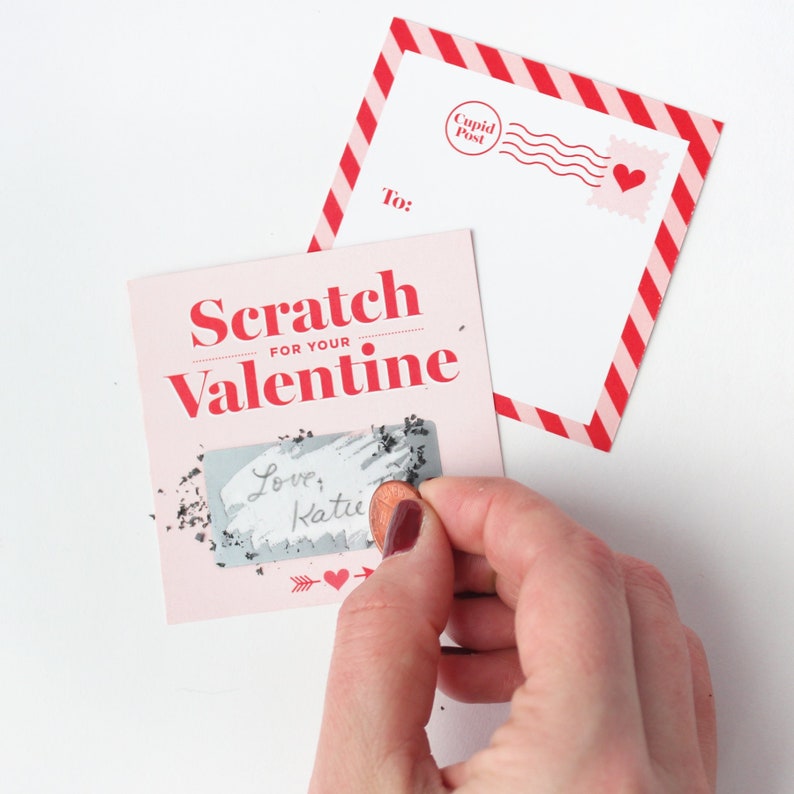 Scratch-off Valentines // kids DIY Valentines, unique valentines, love coupons, child's valentines, Valentine's Day Cards image 1