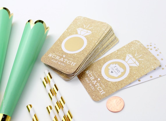 Scratch-off Cards // Bridal Shower Game, Party Game, Bridal Shower Activity, Bachelorette Party Games // Gold Glitter