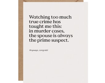 True Crime Funny Wedding Card