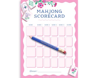 Mahjong Scorecard Notepad - mahjong club, mahjong gift, score card