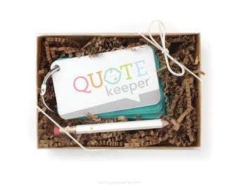 Quote Keeper™ Gift Set // Teal Blue //Quote journal, baby sprinkle gift, baby shower, baby book, baby album, new mom gift, quotekeeper, kids