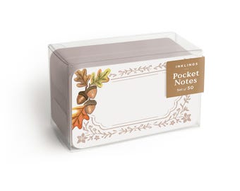 Acorn Pocket Notes™ - Box of 50 Thanksgiving place cards, gift tags, bookmarks, enclosure cards, Halloween party favors
