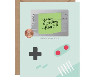 Tarjeta rasca y gana para gamers // Tarjeta de cumpleaños