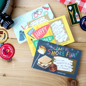 Camp Scratch-off Mini Notes // Summer camp letter, kids camp gift, camp care package, smores, camp card, overnight camp image 5