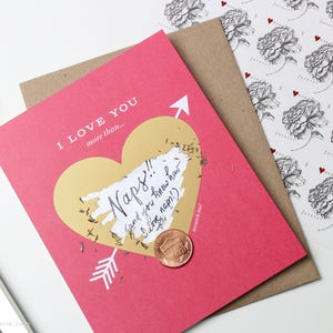 Carte d'amour à gratter // Écrivez votre propre message, carte Je t'aime, carte de mariage, carte de marié, je t'aime plus que // coeur rouge et or