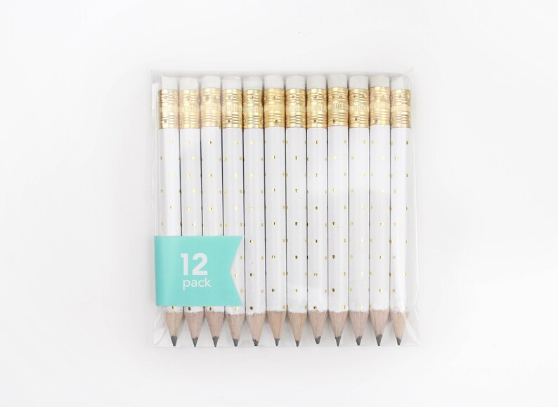 12 Gold Dot Mini Pencils // Bridal or Baby Shower Game Etsy