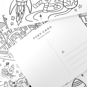 Color-In Postcards Kit with Crayon // Kids DIY Adventure Postcard Kit image 3