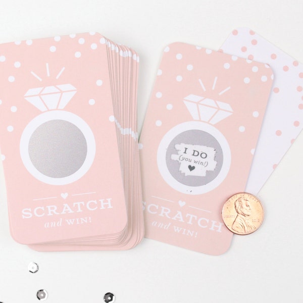 Scratch-off Cards  // Bridal Shower Game, Scratch-off Game, Virtual Bridal Shower Activity, Bachelorette Party Games // Champagne Pink