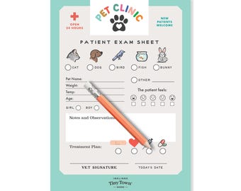 Play Notepad for Kids - Pretend Pet Clinic, gift for kids, birthday gift, stocking stuffer, kids gift, kids party favor