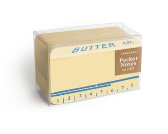 Butter Stick Pocket Notes™ - Box of 50 novelty butter mini notes, bookmarks, tiny cards, miniature cards, place cards, gift enclosures