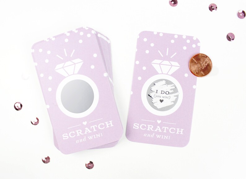 NEW Bridal Shower Activity Bachelorette Party Games Lavender 24 Scratch-off Cards Bridal Shower Game Party Game