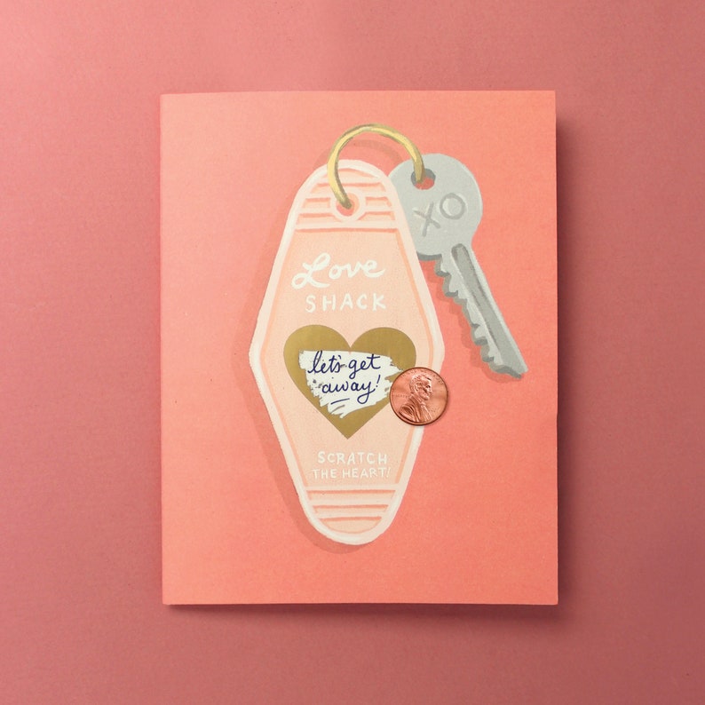 Scratch-off Love Shack Key // Write your own message, I love you Card, Wedding Card image 7