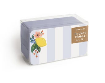 Confezione da 50 bigliettini tascabili Lemon Stripe Pocket Notes® - Bigliettini per il pranzo, bigliettini minuscoli, bigliettini in miniatura, segnaposto, etichette regalo