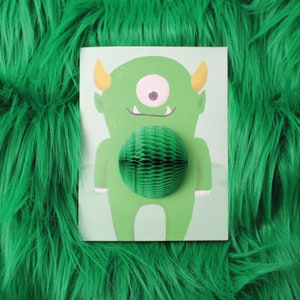 Pop-up Monster Card // Kid Birthday Card, Monster Party, Boy Birthday Card, Green Monster image 2