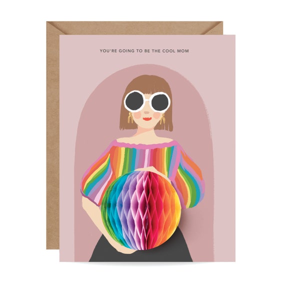 Cool Mom Pregnancy Card – Pop-Up Honeycomb, New Baby Gift
