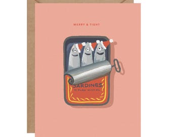 Merry & Tight Sardines Christmas Card