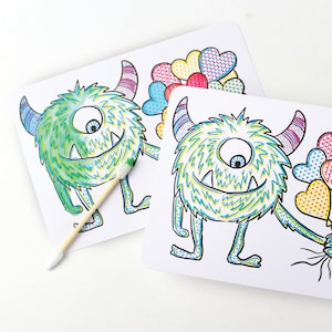 Paint-With-Water Valentines // Monster valentines, retro valentines, kids valentines, Valentine's Day cards, 90's valentine, nostalgia