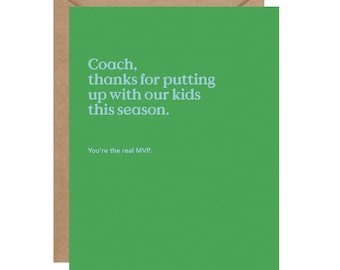 The Real MVP Coach Thank You Card