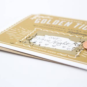 Scratch-off Golden Ticket Greeting Card // Write Your Own Message // Gold foil, mystery card, happy birthday, hidden gift, surprise card image 4