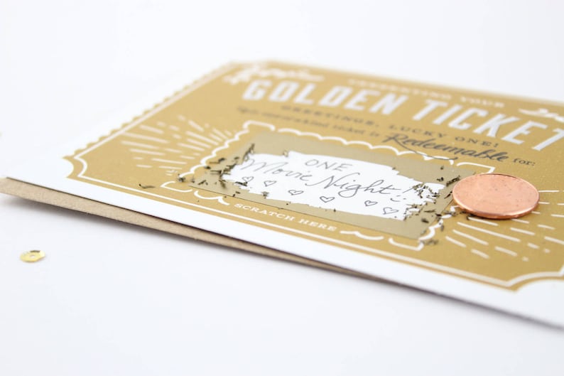 Scratch-off Golden Ticket Greeting Card // Write Your Own Message // Gold foil, mystery card, happy birthday, hidden gift, surprise card image 4