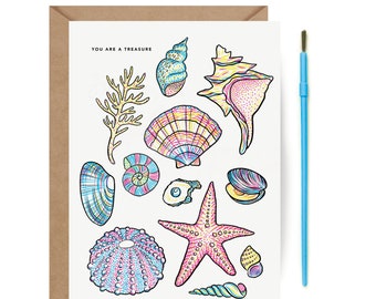 Paint With Water - Seashells // Birthday / Thank you Card