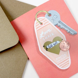 Scratch-off Love Shack Key // Write your own message, I love you Card, Wedding Card image 6