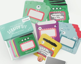 24 Scratch-off Lunchbox Notes  // Back to school, lunch box note, first day of school gift, kids lunches