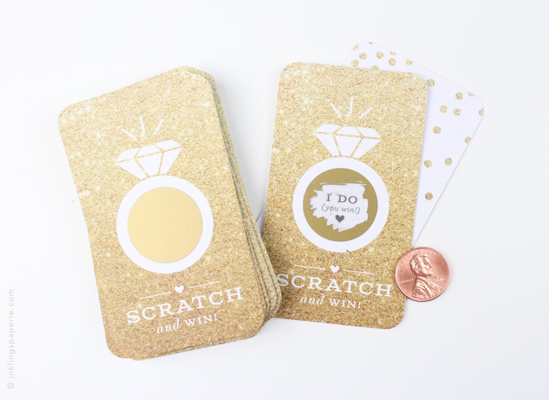 Scratch-off Cards // Bridal Shower Game, Party Game, Bridal Shower Activity, Bachelorette Party Games // Gold Glitter image 3