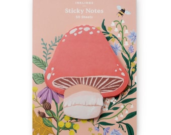 Mushroom Sticky Notes - Stack of 50 Cute Die-Cut Adhesive Notes
