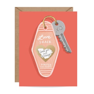 Scratch-off Love Shack Key // Write your own message, I love you Card, Wedding Card image 1