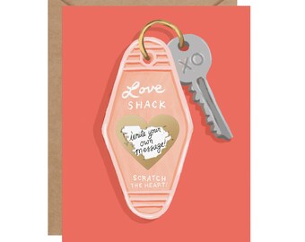 Scratch-off Love Shack Key  // Write your own message, I love you Card, Wedding Card