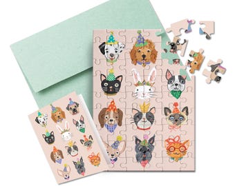 Puzzle Greeting Card - Party Animals