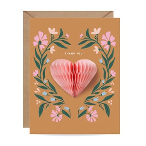 Pop-Up Folk Heart Obrigado // Cartão de agradecimento