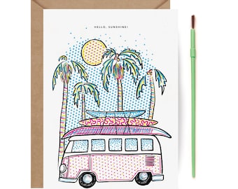 Paint With Water - Surfer Van // Everyday Card