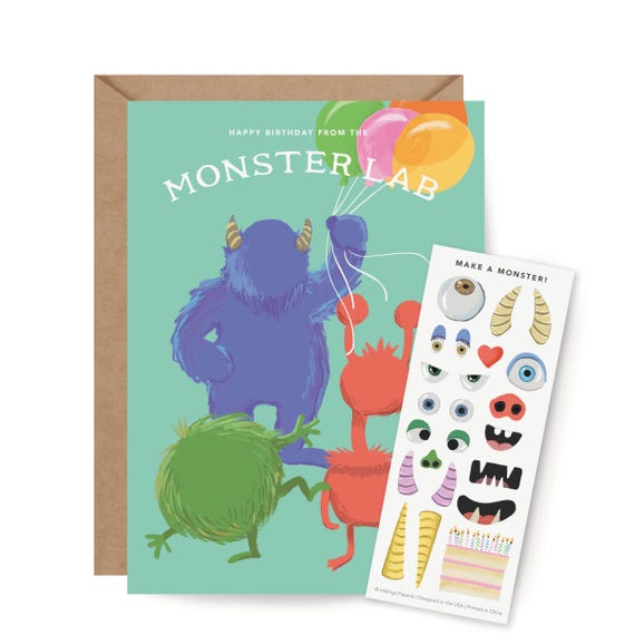 Sticker Scene Card - Monster Lab - Etsy