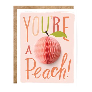 You're a Peach // Pop-Up Greeting Card // foodie card, friendship card, love card, hand lettered greeting card, thank you card, friendship image 5