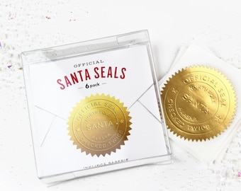 Official Santa Seals - Santa Gift Gold Foil Stickers