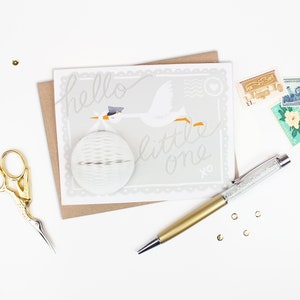 Pop-Up Stork Card // baby shower card, new baby card, gender neutral baby card, welcome baby card image 5